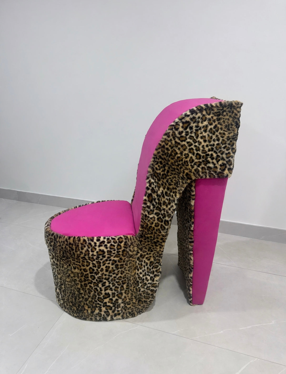 Hot Pink Leopard print heel chair