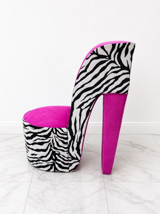 Zebra Hot Pink Heel Chair
