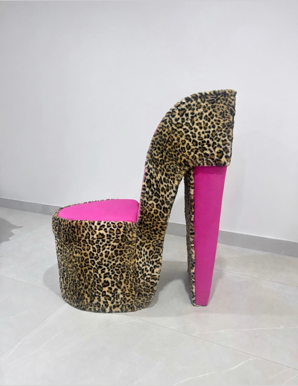 Hot Pink Leopard print heel chair