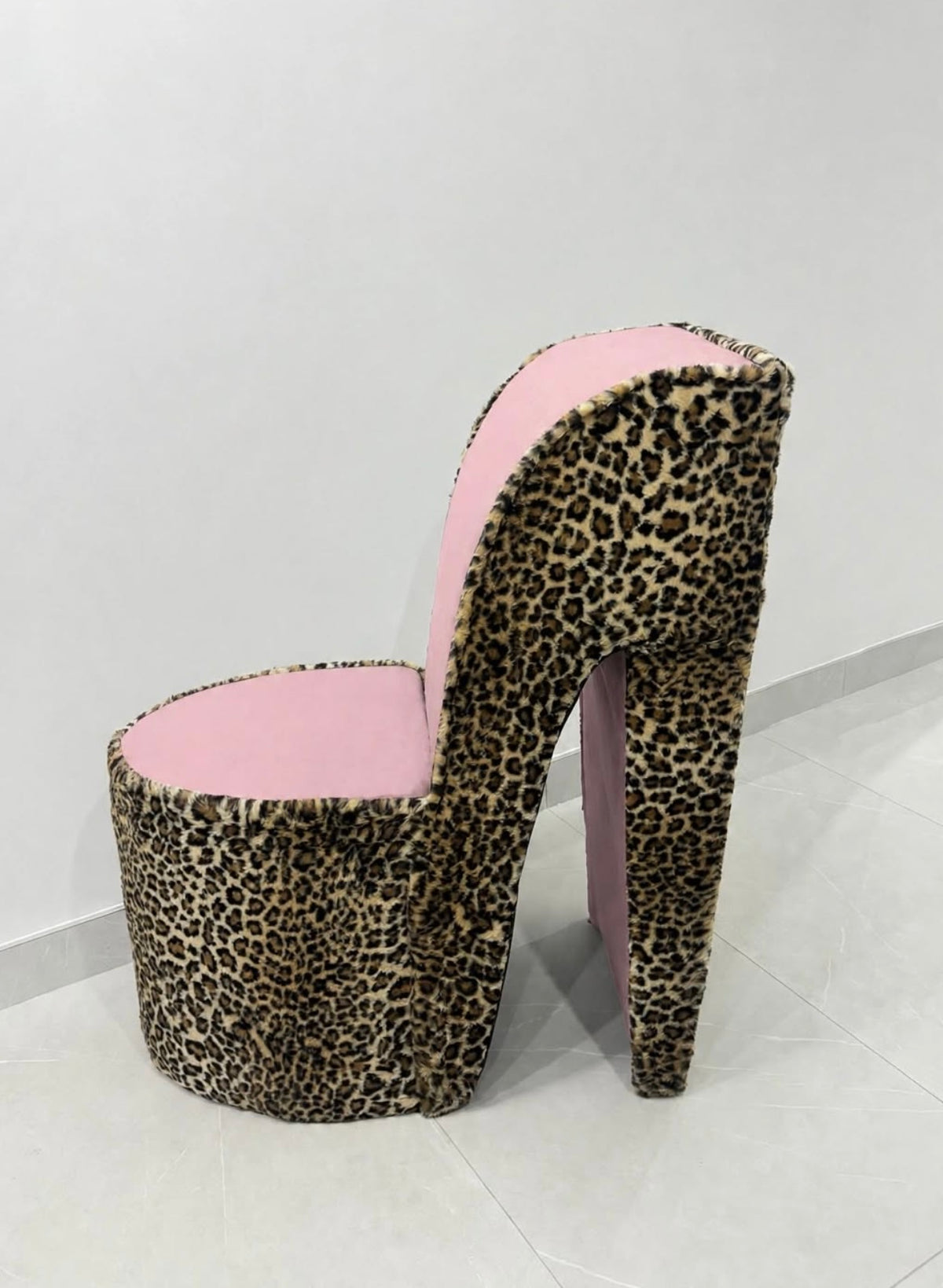 Leopard Baby Pink Heel Chair
