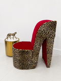 Leopard Red Heel Chair