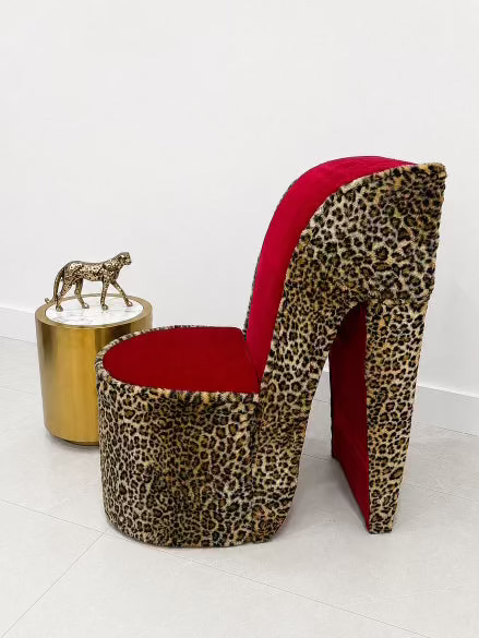 Leopard Red Heel Chair